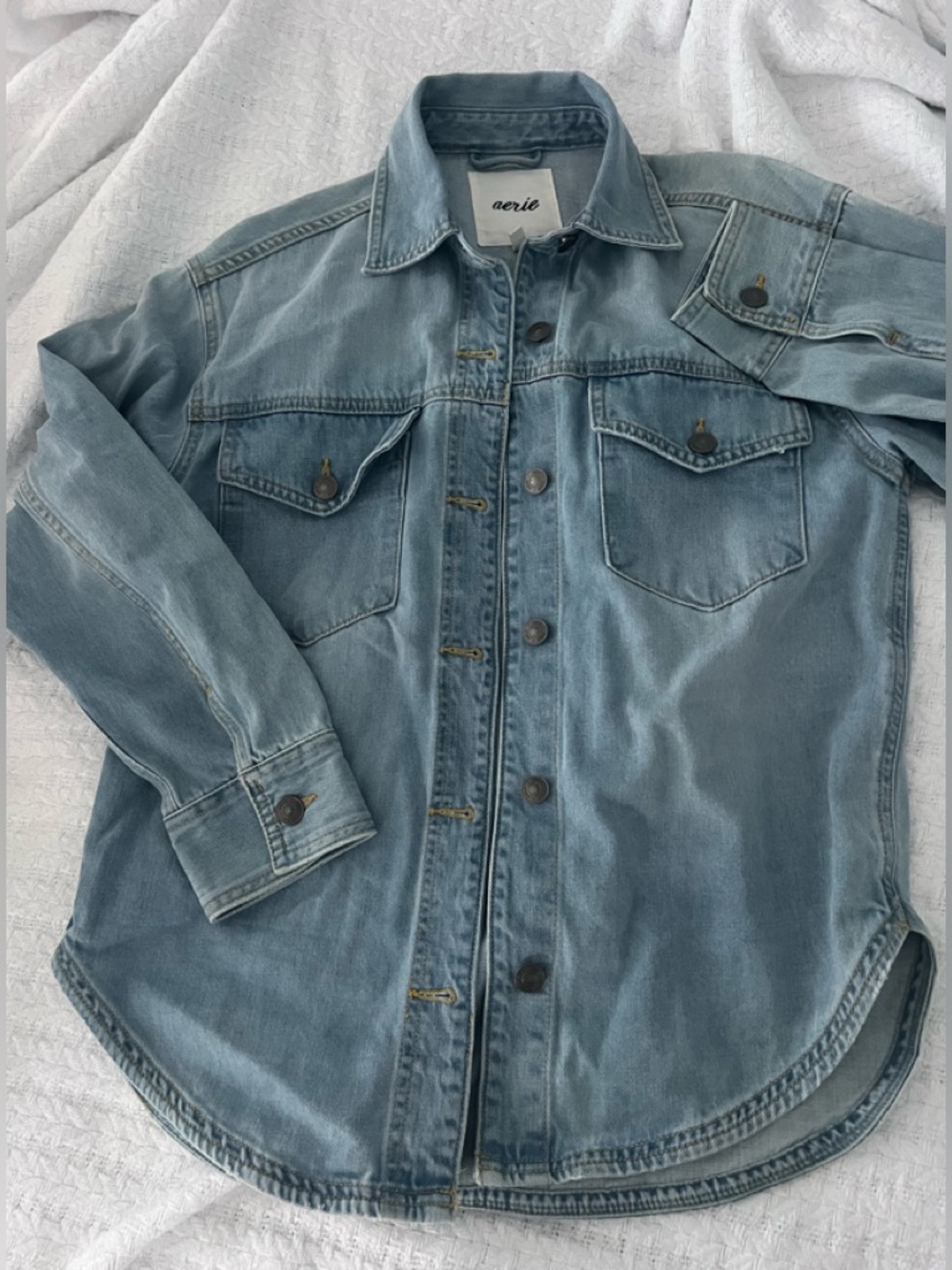 Aerie Light Blue Denim Button-Up Jacket Shirt size XS
